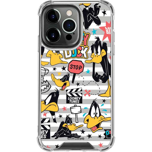 Looney Tunes Daffy Duck Striped Patches iPhone 16 Pro Clear Case